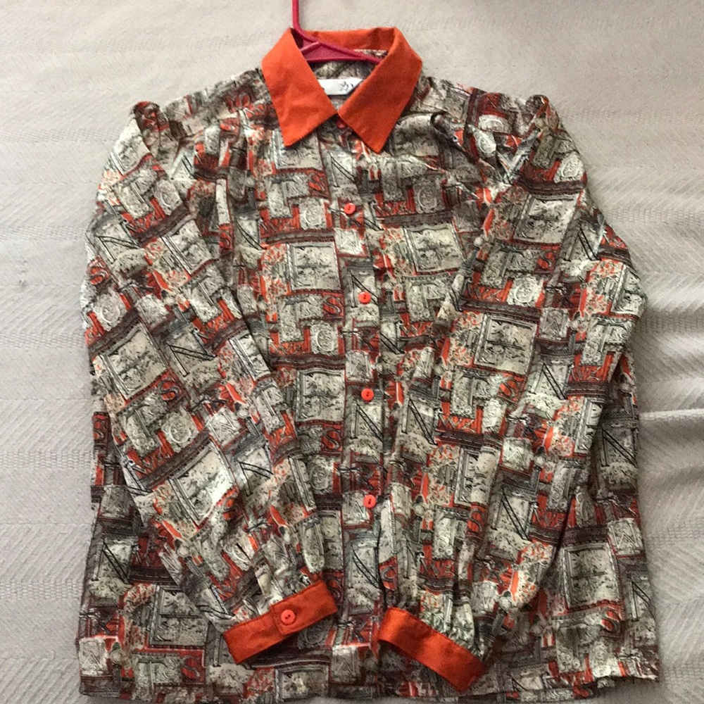 Silk button up collared top
